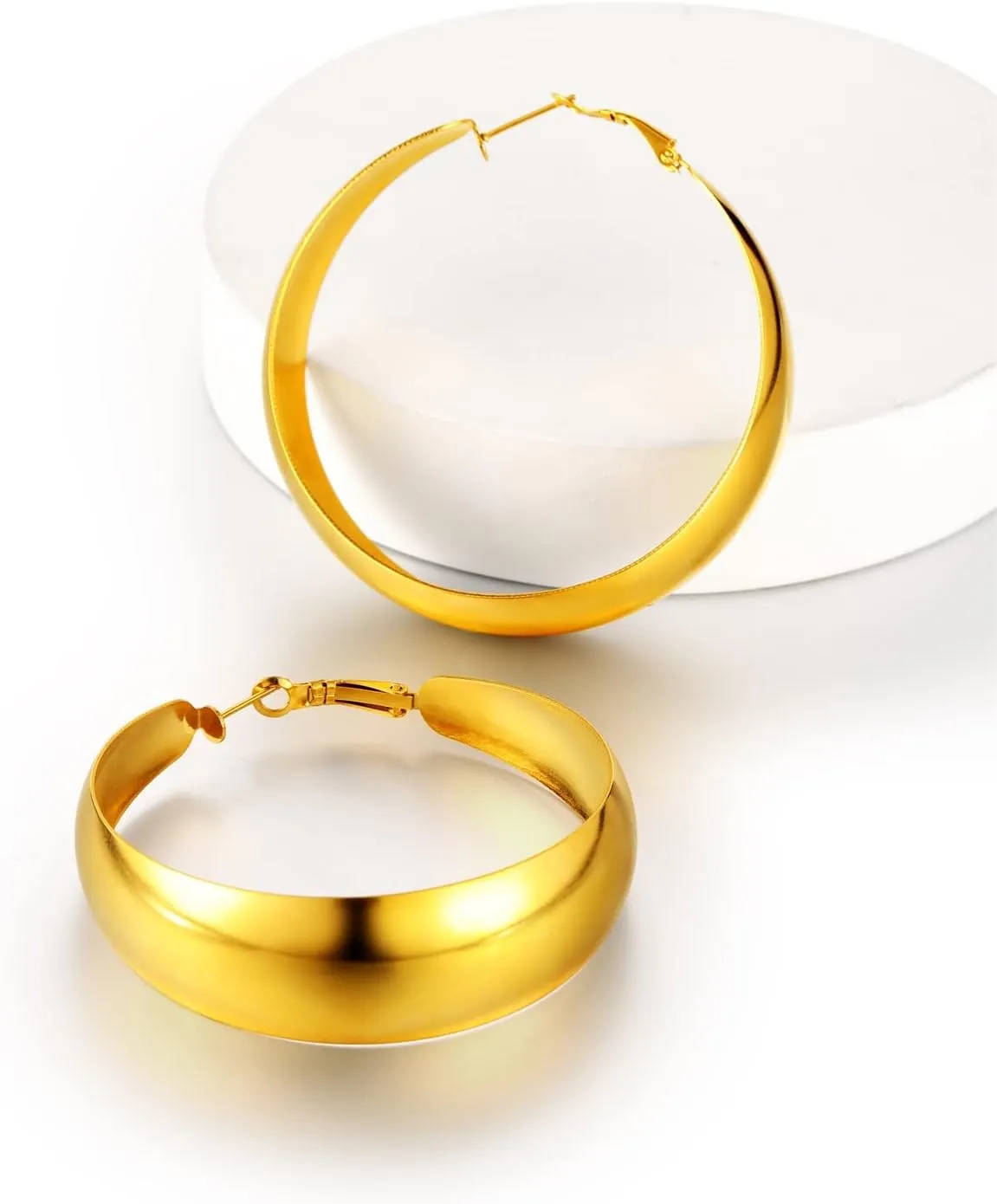 ChainsHouse Hypoallergenic Hoop Earrings For Women, 316L Stainless Steel/Black/18K Real Gold Plated, Minimalist Jewelry Round Tube Hoops Fits Sensitive Ears |30mm 40mm 60mm 80mm, with Gift Box
