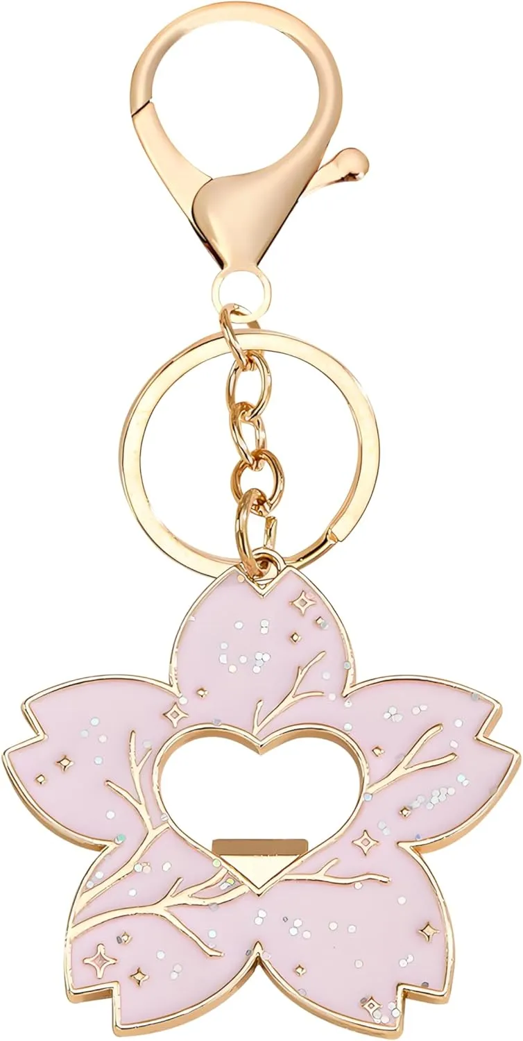 Cherry Blossom Keychain - Bag Charms with Pink Can Opener, Bottle Opener Keychain - Compact Durable Alloy Charm for Backpacks, Wallets & Travel Accessories
