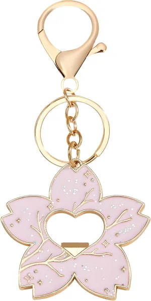Cherry Blossom Keychain - Bag Charms with Pink Can Opener, Bottle Opener Keychain - Compact Durable Alloy Charm for Backpacks, Wallets & Travel Accessories