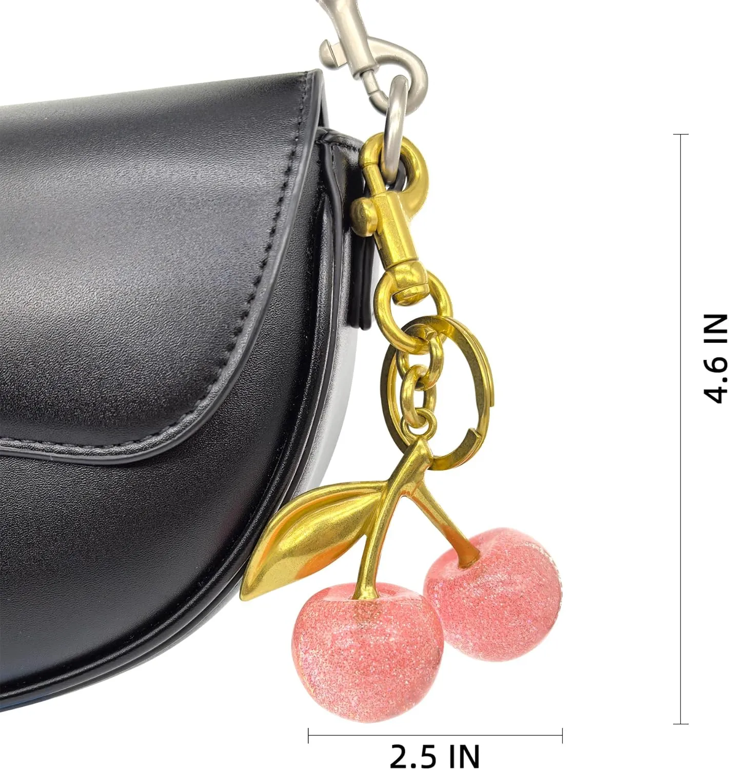Cherry Keychain with Key Ring and Key Clip for Decorating Purses and Bags - Ideal Valentine's Day Gift for Women