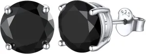 ChicSilver Hypoallergenic 925 Sterling Silver Round Cut Cubic Zirconia CZ Earrings Studs for Women Men, 5MM/7MM/9MM (with Gift Box)