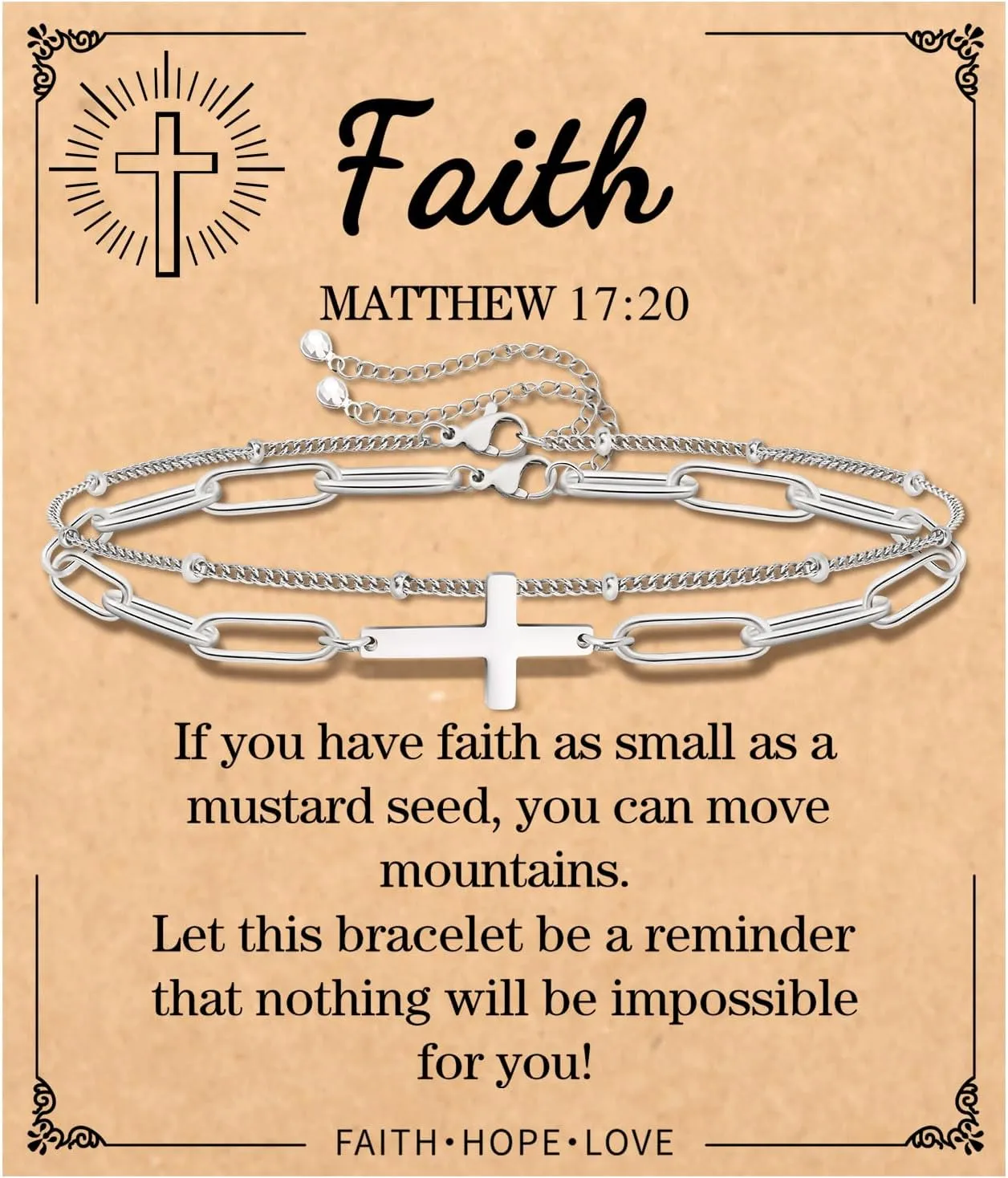 Christian Easter Gifts for Women, Easter Basket Stuffers Religious Cross Bracelet Jewelry for Women Faith, Inspirational Jesus Birthday Gifts for Friends/Mom/Grandma/Daughter/Sisters/Granddaughter