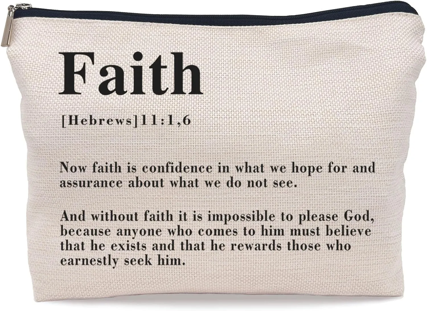 Christian Gifts for Women Faith, Christian Inspirational Makeup Bag Cosmetic Bags for Women, Religious Bible Verse Small Makeup Cosmetic Bag for Purse, Hebrews 11:1,6
