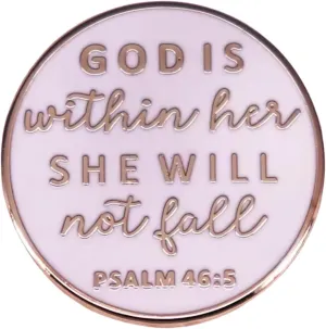 Christian Inspiration Enamel Lapel Pin PSALM 46:5 God Is Within Her She Will Not Fall Badge Brooch For Christian Gift