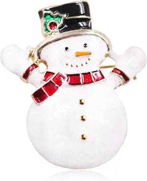 Christmas Snowman Brooch Pin Enamel Lapel Pin Cartoon Brooch Pin Badges Brooch Pins for Clothing Bags Crystal Christmas Jewelry for Women