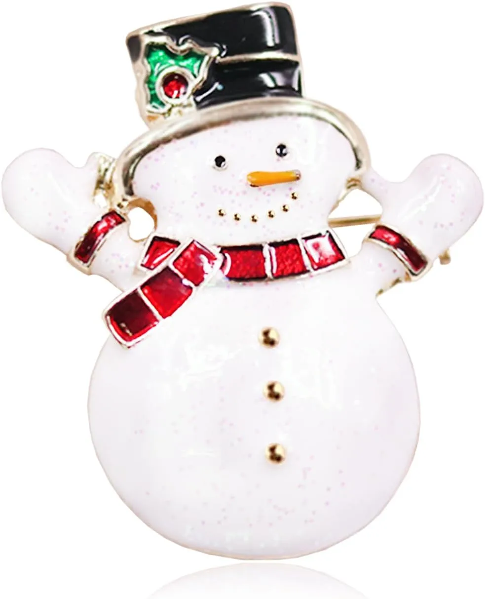 Christmas Snowman Brooch Pin Enamel Lapel Pin Cartoon Brooch Pin Badges Brooch Pins for Clothing Bags Crystal Christmas Jewelry for Women