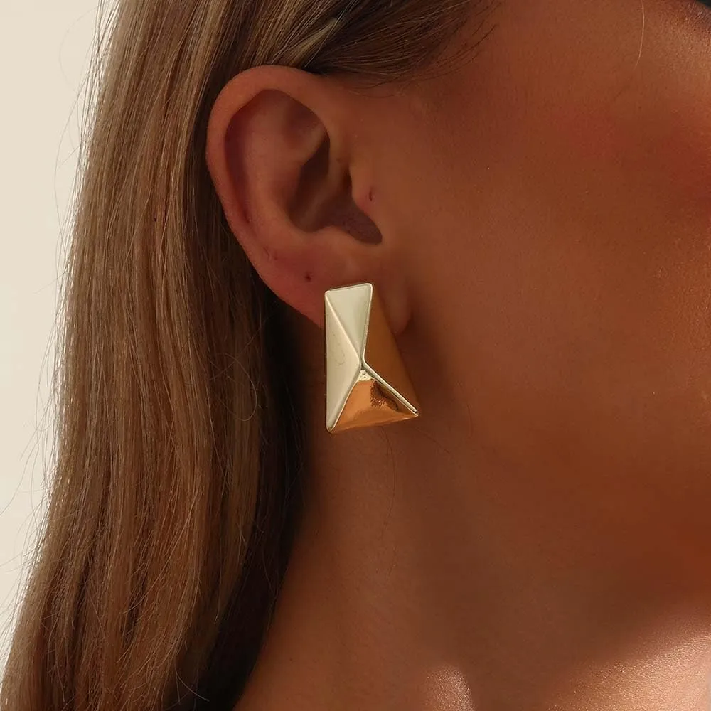Chunky Gold Earrings for Women 14K Gold Plated Hypoallergenic Stud Earrings Lightweight Earrings Gold Statement Earrings for Women Trendy Gold Jewelry