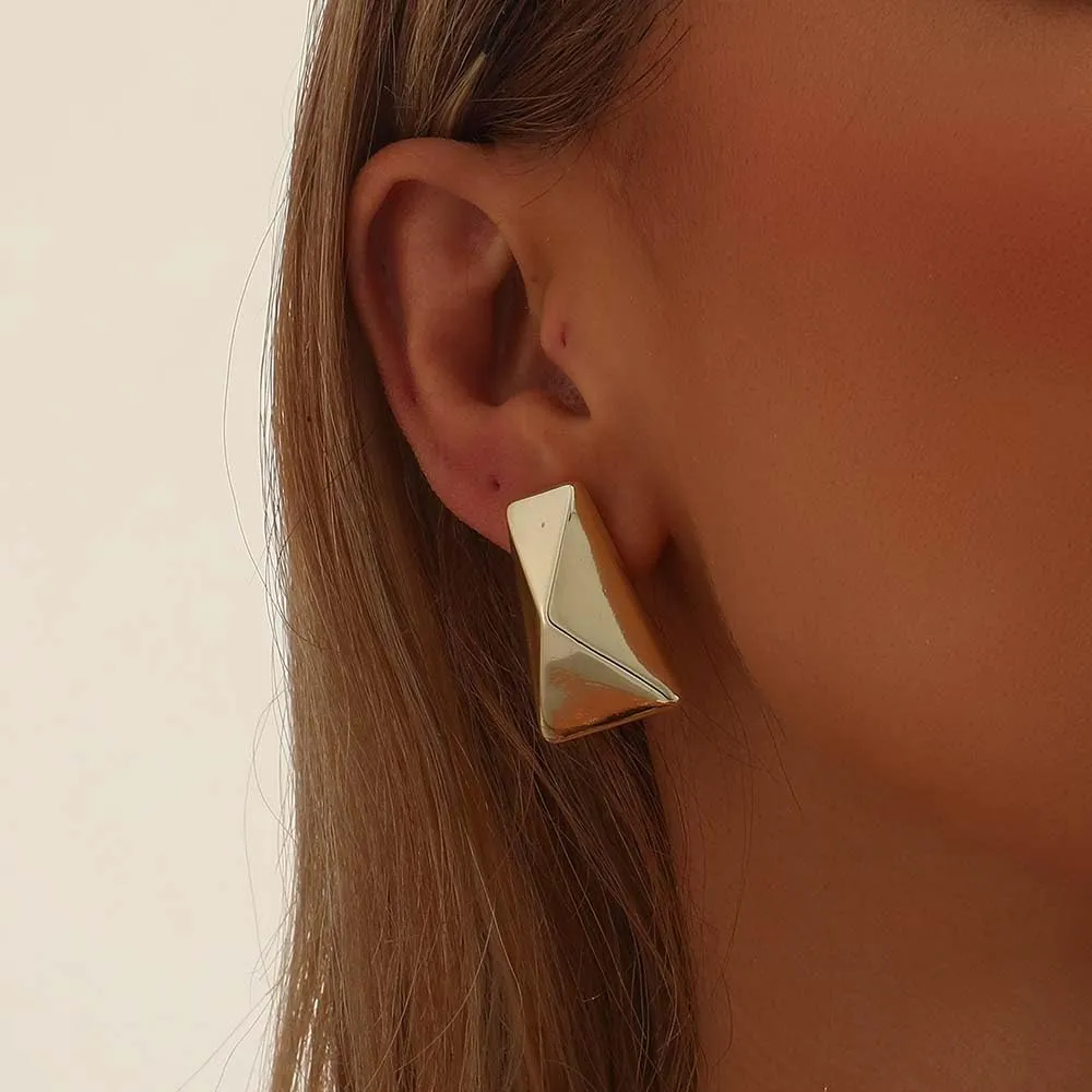 Chunky Gold Earrings for Women 14K Gold Plated Hypoallergenic Stud Earrings Lightweight Earrings Gold Statement Earrings for Women Trendy Gold Jewelry