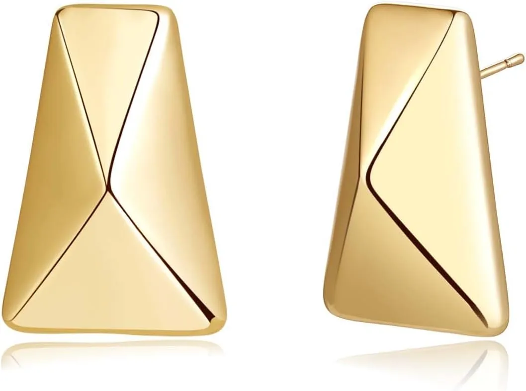 Chunky Gold Earrings for Women 14K Gold Plated Hypoallergenic Stud Earrings Lightweight Earrings Gold Statement Earrings for Women Trendy Gold Jewelry