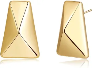 Chunky Gold Earrings for Women 14K Gold Plated Hypoallergenic Stud Earrings Lightweight Earrings Gold Statement Earrings for Women Trendy Gold Jewelry