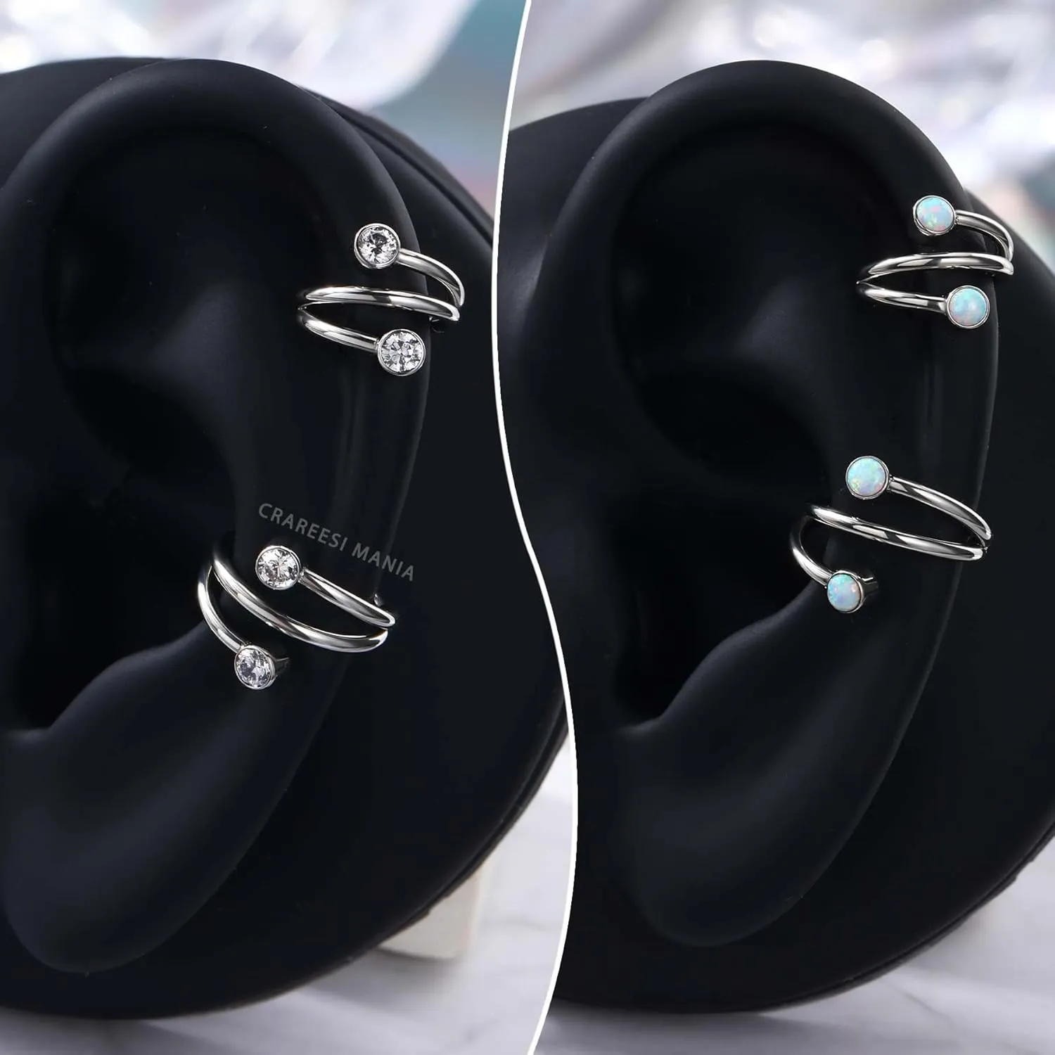 CM Crareesi Mania Helix Hoop Earrings - 316L Stainless Steel Cartilage Earrings - 16G Double Helix & Daith Piercing Jewelry