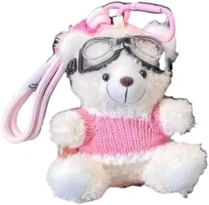 Coco Doll Cute Teddy Bear Keychain  Trendy Clip-On Bag Charm, Kawaii Plush Keychain Gift, Perfect for Bags, Backpacks & Keys