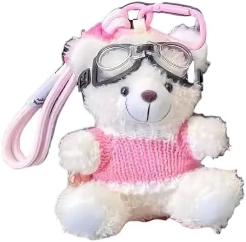 Coco Doll Cute Teddy Bear Keychain  Trendy Clip-On Bag Charm, Kawaii Plush Keychain Gift, Perfect for Bags, Backpacks & Keys