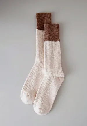 Color Block Cottage Socks - Oatmeal/Flax