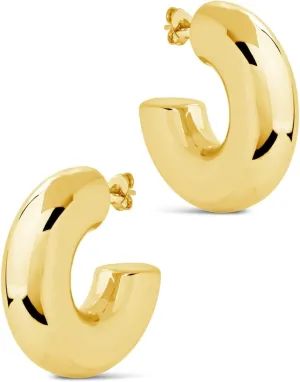 CONRAN KREMIX Waterproof Chunky Gold Hoops Earrings for Women Non Tarnish, Thick Gold Plated Circle Open Hoop,Lightweight Hollow Earrings Trendy