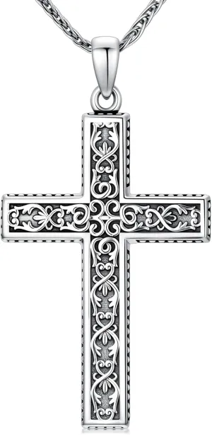 Cross Necklace for Men 925 Sterling Silver Celtic Cross Pendant Christian Jewelry Religious Christmas Gifts for Women
