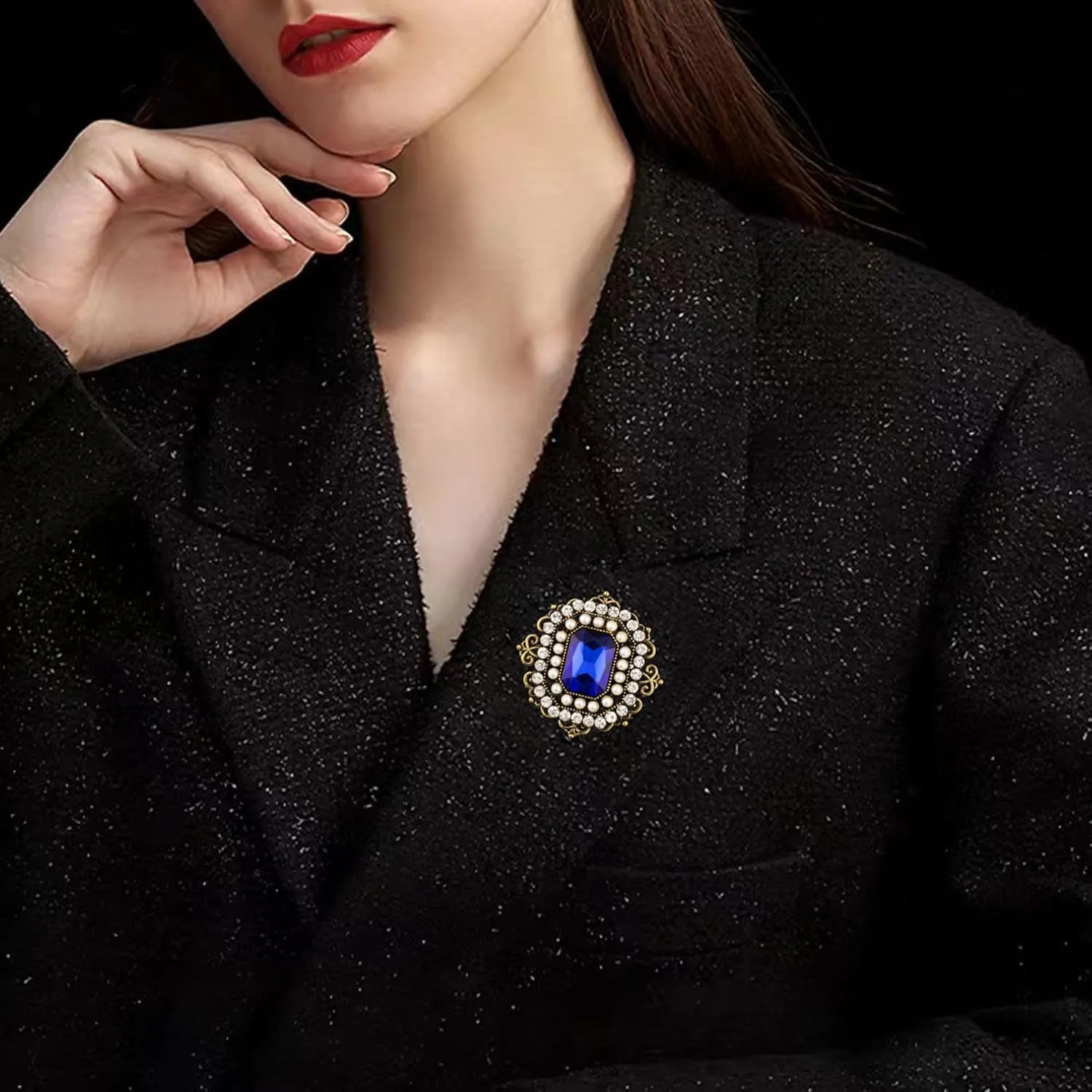 Crystal Rhinestone Vintage Style Brooch Pin for Women