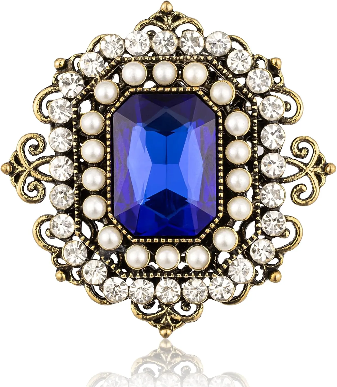 Crystal Rhinestone Vintage Style Brooch Pin for Women