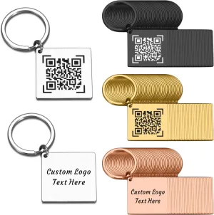 Custom QR Code Keychain Bulk - Personalized Engraved Keyring with Link, Logo, Soundwave, Text - Perfect for Business Promotion, Couples Gift, Corporate Events, Birthday Anniversary Graduation