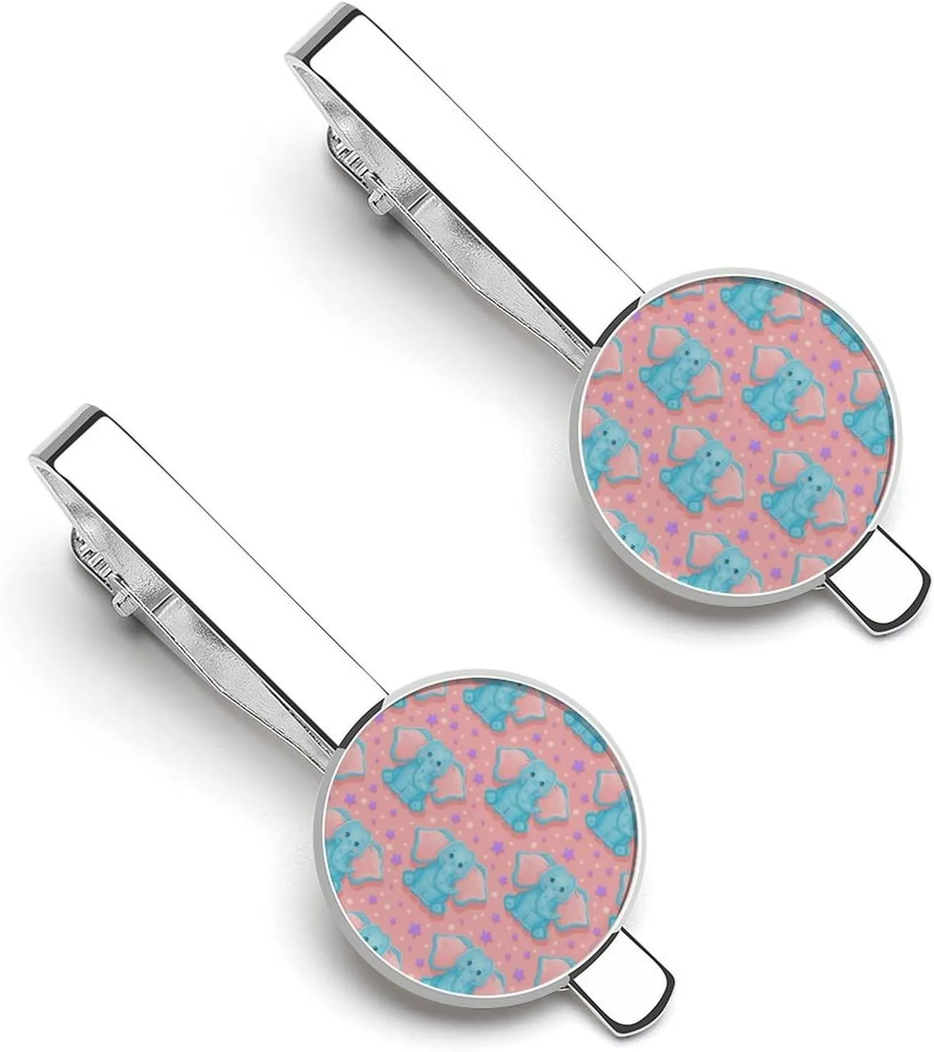 Cute Cartoon Elephant Pattern Tie Clips for Men 2 Pcs Necktie Bar Pinch Clothing Accessories Suitable for Wedding Business Anniversary
