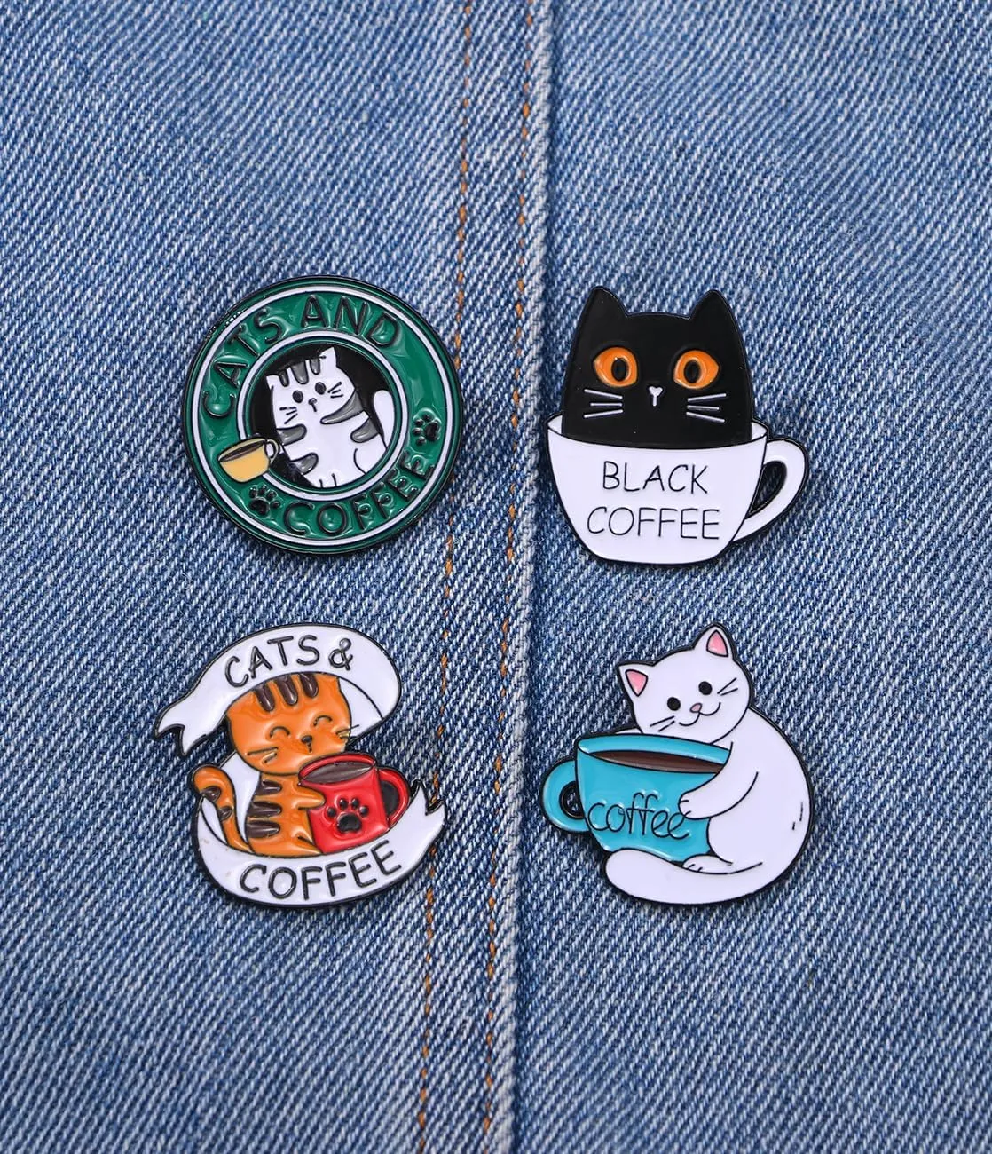Cute Cat Enamel Lapel Pins Set,Creative Cat Enamel Pins for Backpacks Jackets Hats Bags Novel Pins Badge Gifts Jewelry