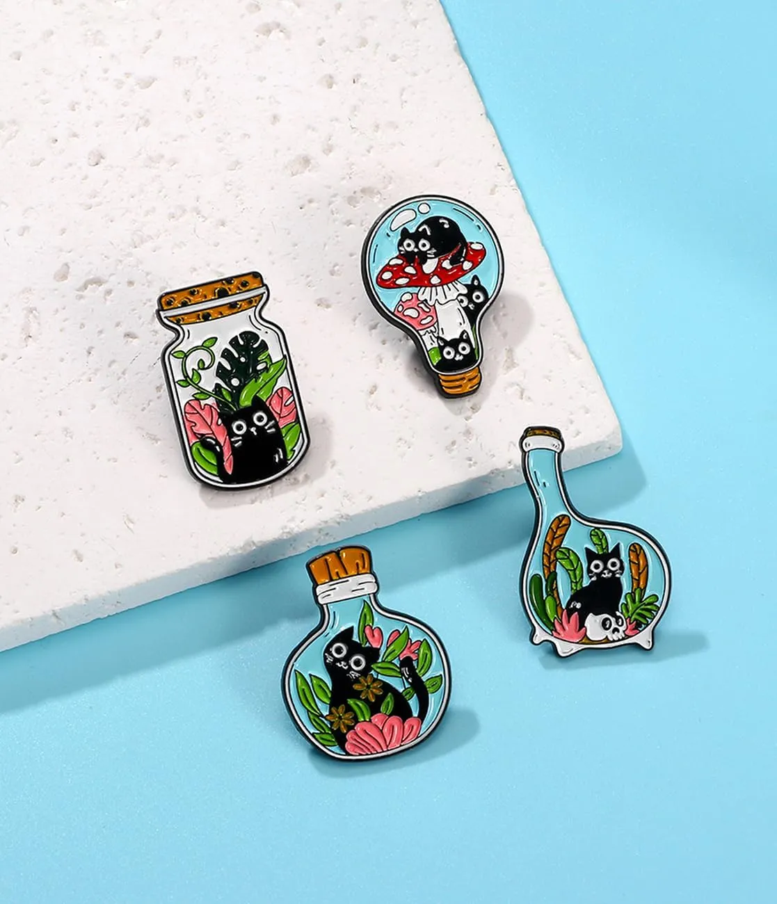 Cute Cat Enamel Lapel Pins Set,Creative Cat Enamel Pins for Backpacks Jackets Hats Bags Novel Pins Badge Gifts Jewelry