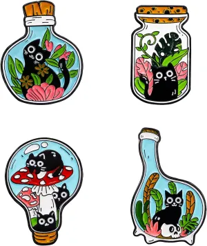 Cute Cat Enamel Lapel Pins Set,Creative Cat Enamel Pins for Backpacks Jackets Hats Bags Novel Pins Badge Gifts Jewelry