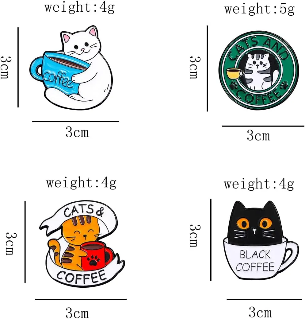 Cute Cat Enamel Lapel Pins Set,Creative Cat Enamel Pins for Backpacks Jackets Hats Bags Novel Pins Badge Gifts Jewelry