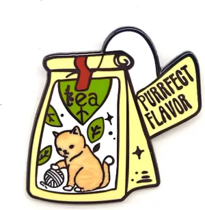 Cute Cat Tea Bag Pin - Fun Series - Enamel Lapel Pin - Plated Badge for Clothing, Bags, and Lanyards