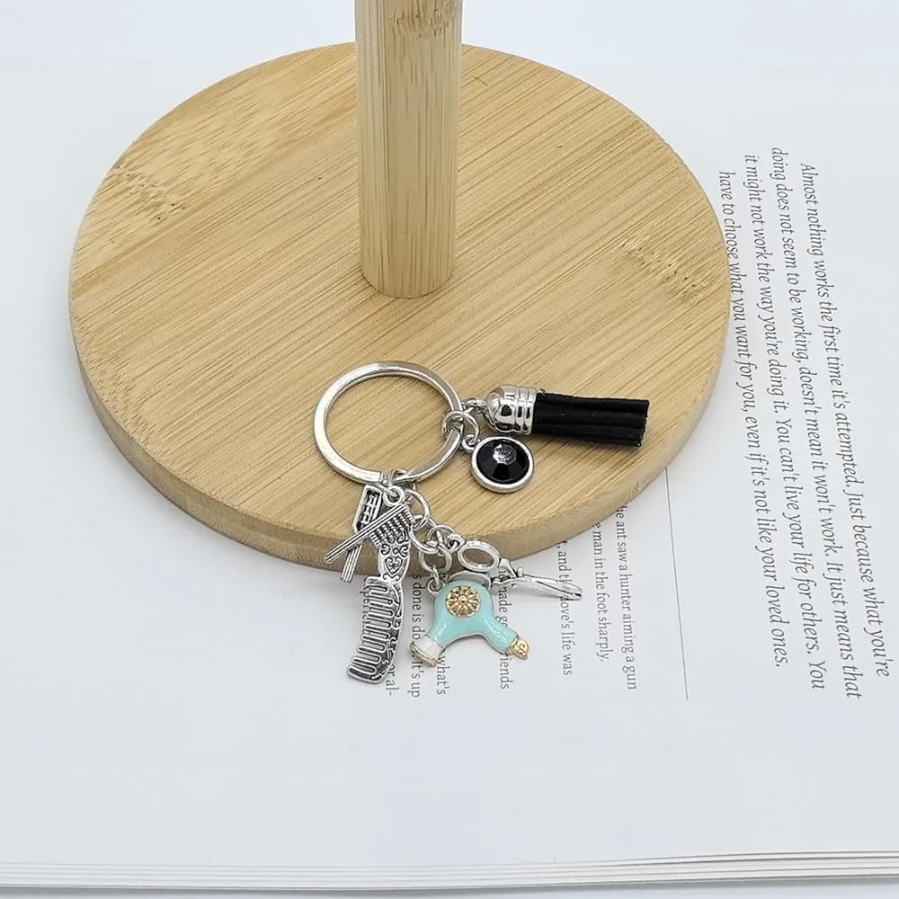 Cute Comb Scissors Hair Dryer Car Key Chain Ring Barber Hairdressers Hair Stylist Keychain Pendant For Backpack Purse