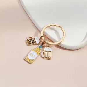 Cute Enamel Beer Lovers Key Chain Bottle Mug Key Rings Gifts for Women Bags Car Keys Novelty Drink Charms