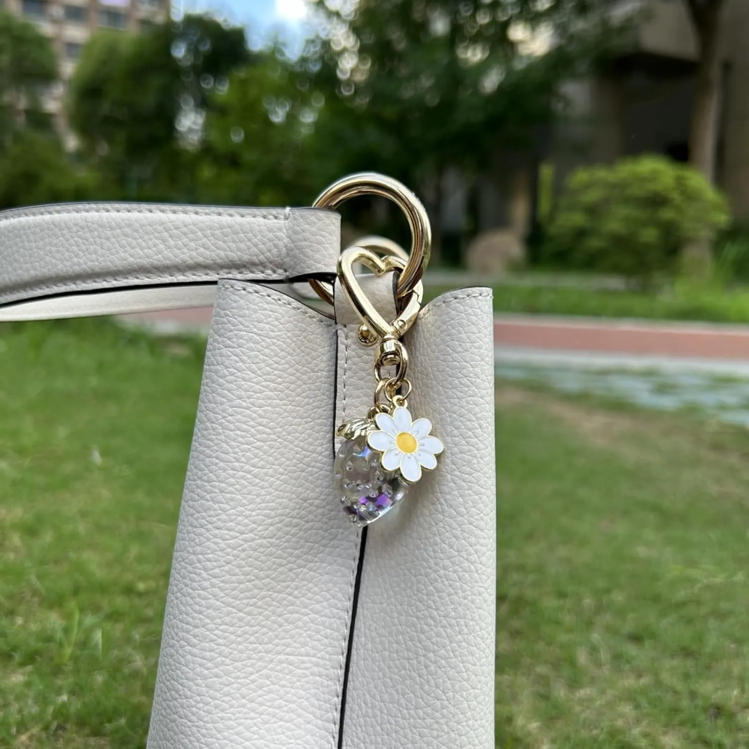 Cute Strawberry Keychain Bag Purse Charms Heart Flower Keychain Accessories for Girls Women Gift