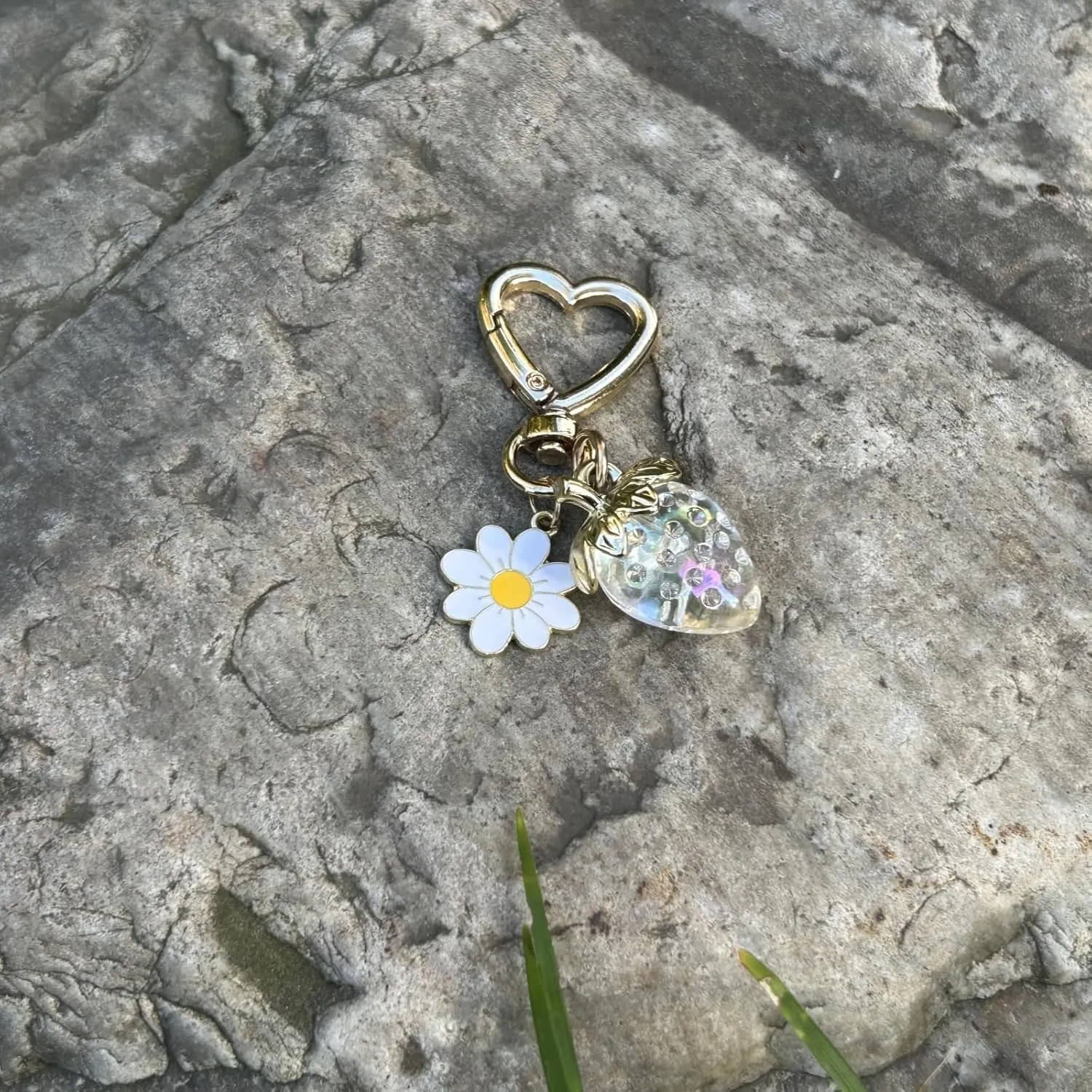 Cute Strawberry Keychain Bag Purse Charms Heart Flower Keychain Accessories for Girls Women Gift
