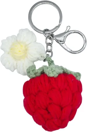 Cute Weaving Strawberry Car Key Chain Ring Charm Boho Strawberry Keychain Pendant For Women Girls Backpack Purse