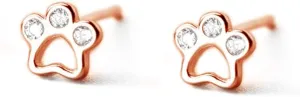 CZ Paw Earrings for Women Girls S925 Sterling Silver Cubic Zirconia Tiny Stud Tragus Post Pin Cute Paw Kitten Cat Puppy Dog Print Earrings Hypoallergenic Jewelry Gift for Pet Lover
