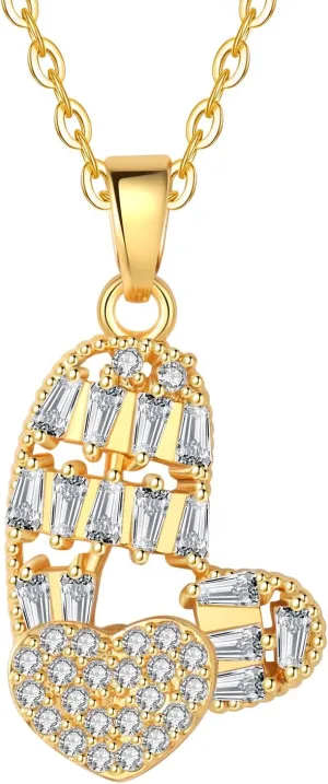 Dainty Gold Necklace for Women, 18K Real Gold Plated Necklace, White Gold Cross Silver Necklace, Cubic Zirconia Necklace, Birthday Gifts for Women Jewelry