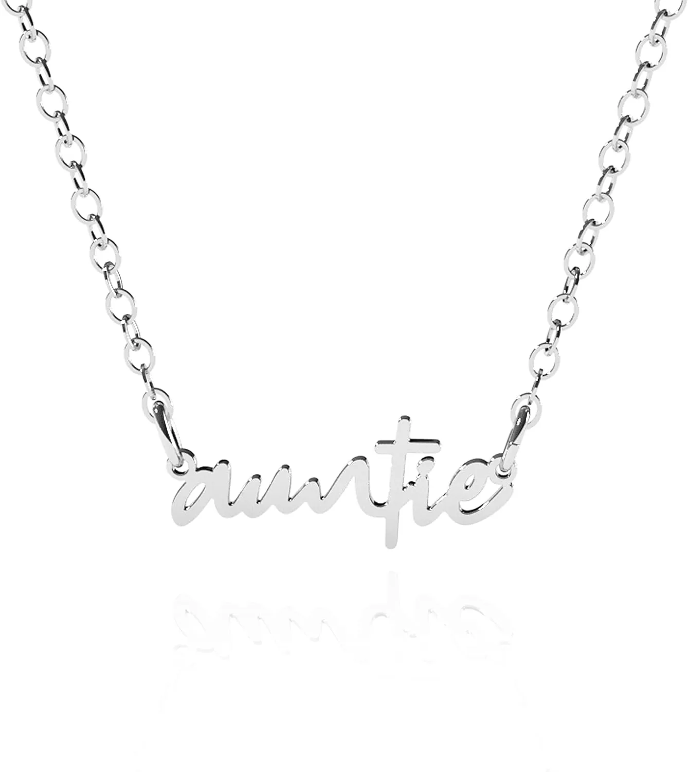 Dainty Mama, Auntie Pendant Necklace for Women, 925 Sterling Silver, Gold, or Rose Gold, Pretty Mothers Day Gift for Mom or Aunt, Personalized Mommy Charm Necklace Jewelry