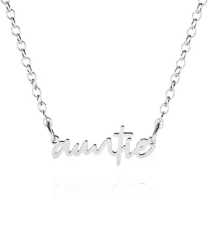 Dainty Mama, Auntie Pendant Necklace for Women, 925 Sterling Silver, Gold, or Rose Gold, Pretty Mothers Day Gift for Mom or Aunt, Personalized Mommy Charm Necklace Jewelry