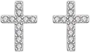 Dainty Small Cross Crystal Stud Earrings Cute Hypoallergenic CZ Tiny Gold Cross Stud Earrings for women