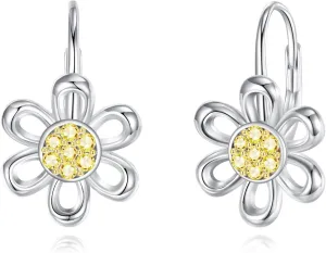 Daisy Earrings Gifts for Women Sterling Silver Flower Leverback Dangle Hoop Jewelry Christmas Gifts