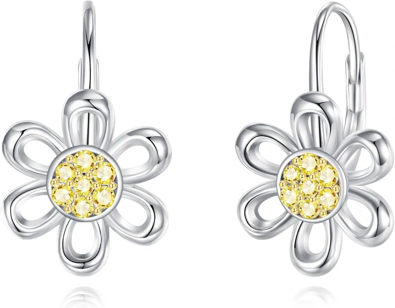 Daisy Earrings Gifts for Women Sterling Silver Flower Leverback Dangle Hoop Jewelry Christmas Gifts