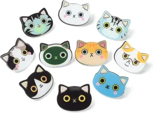 DanLingJewelry 10Pcs Mixed Styles Acrylic Cat Brooch Lovely Cat Head Brooch Pins Cute Pet Pin Badges for Clothes Bags Backpacks Decoration Gift