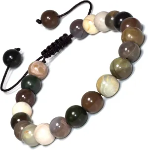 DAZCOLO 8mm Natural Gemstone Adjustable Bracelet, Handmade Unisex Crystal Bracelets for Meditation, Yoga, Spiritual Healing & Positive Energy