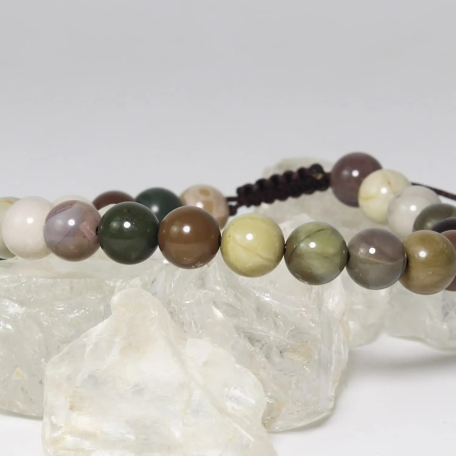 DAZCOLO 8mm Natural Gemstone Adjustable Bracelet, Handmade Unisex Crystal Bracelets for Meditation, Yoga, Spiritual Healing & Positive Energy