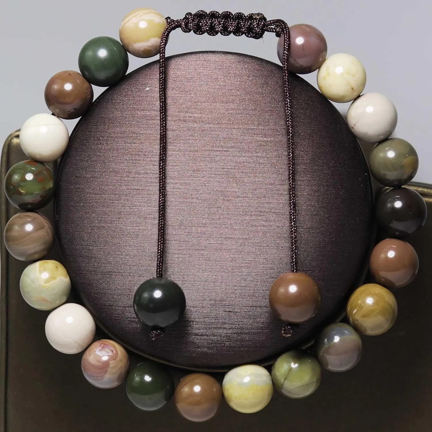 DAZCOLO 8mm Natural Gemstone Adjustable Bracelet, Handmade Unisex Crystal Bracelets for Meditation, Yoga, Spiritual Healing & Positive Energy