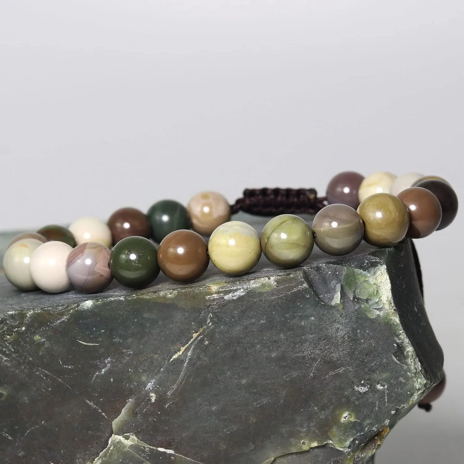 DAZCOLO 8mm Natural Gemstone Adjustable Bracelet, Handmade Unisex Crystal Bracelets for Meditation, Yoga, Spiritual Healing & Positive Energy