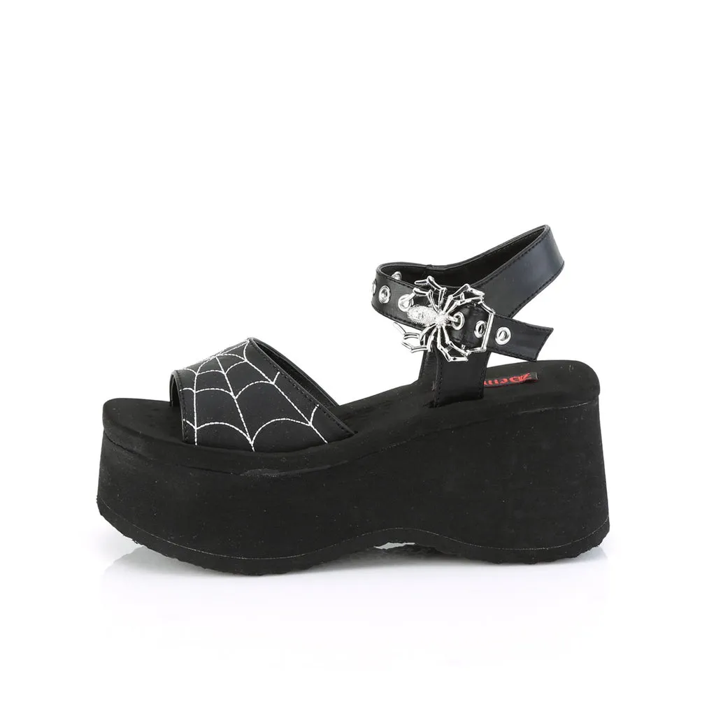Demonia Spiderweb Buckle Strap Sandal