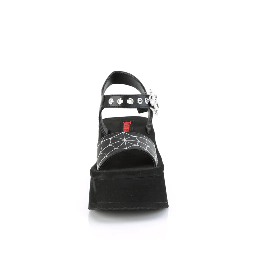 Demonia Spiderweb Buckle Strap Sandal