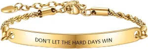 Dont Let The Hard Days Win Bracelet for Women Men, Handmade Adjustable Engraved Stainless Steel Tube Bracelets Inspirational Little Words project Bracelet Gifts for Hard Times Jewelry