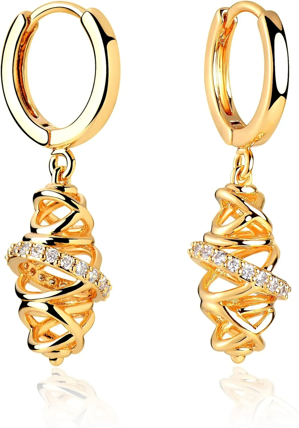 DREMMY STUDIOS Dainty Gold Dangle Earrings 14K Gold Plated Simple Cute Ankh Cross Hoop Huggie Earring Jewelry for Women